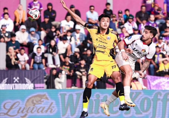 Pemain Persija Jakarta merayakan kemenangan melawan Persik Kediri